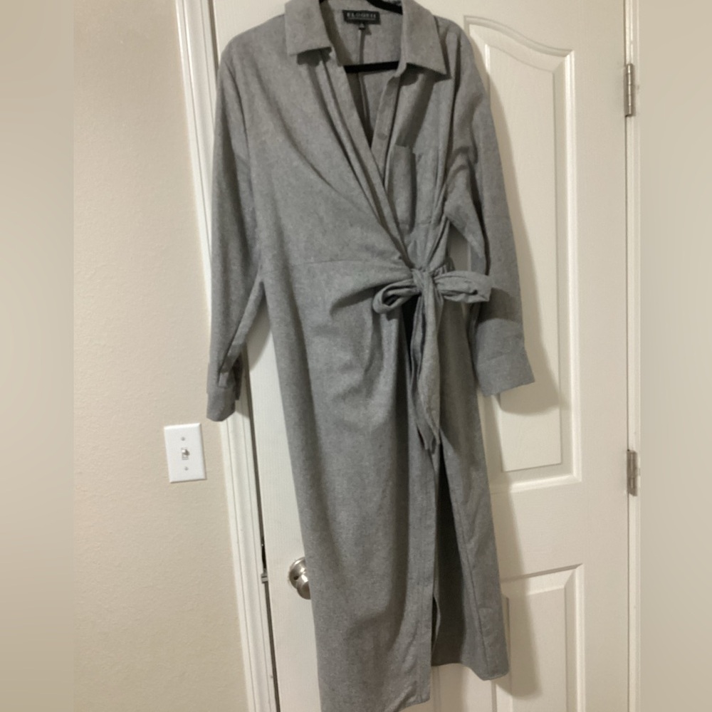 Eloquii Light Gray Belted Coat